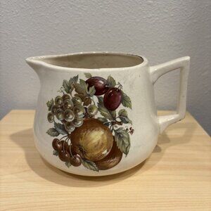 Vintage McCoy Pottery Pitcher Autumn Leaves Grape Fruit Nut Crazing Farmhouse